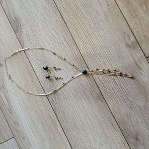 Liquid Silver & Lapis Bolo Necklace and Earrings